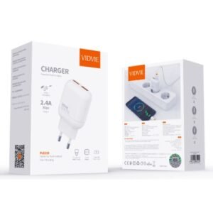 Vidvie Ple219 Fast Wall Charger 2.4A With Typec Cable 100 Cm - White