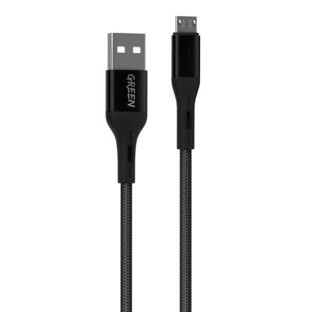 Green Lion Braided Micro USB Cable 1m 2,4A – Black
