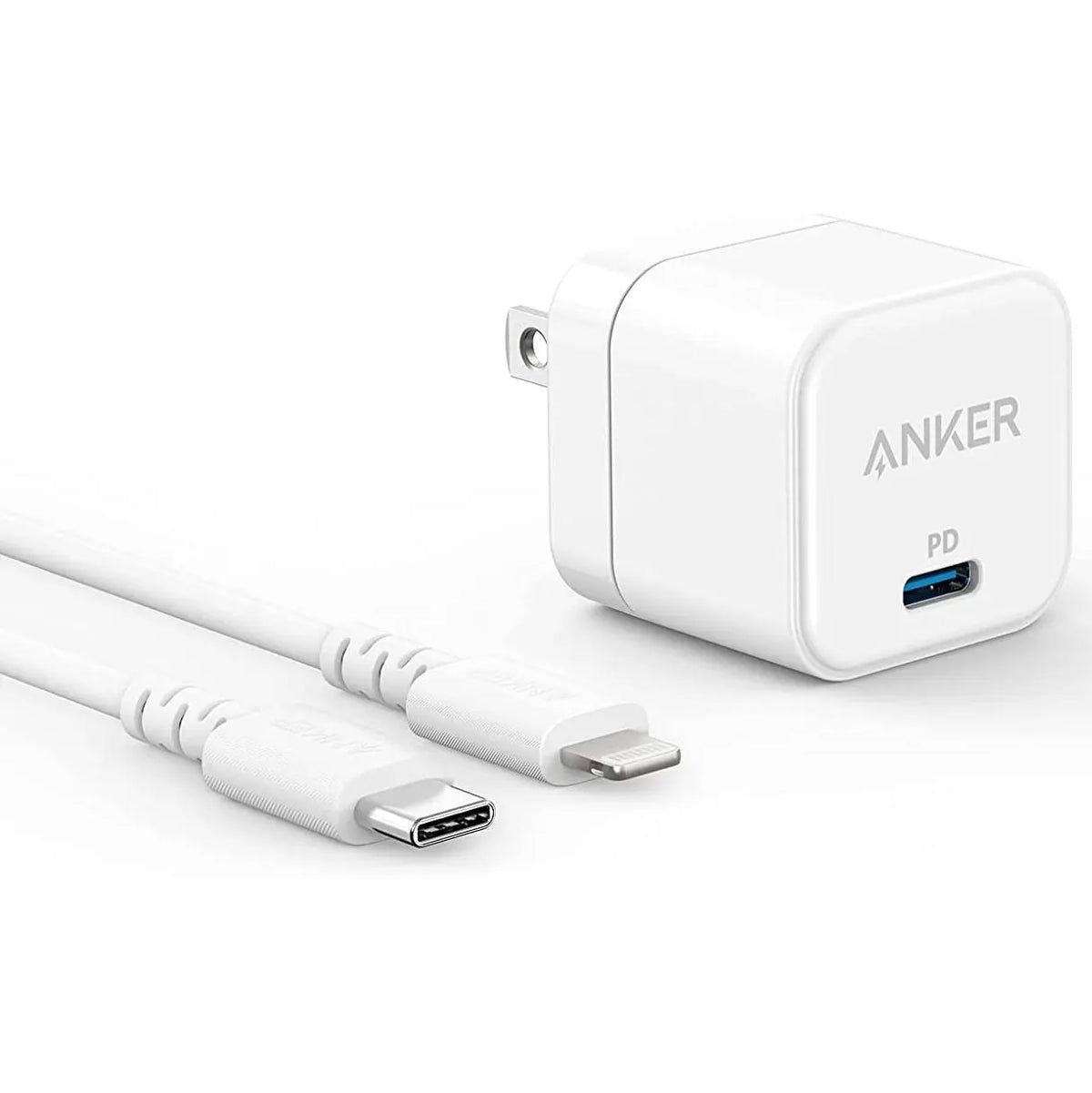 Anker 20W Fast Charger With Foldable Plug | PowerPort III Cube Charger With USB-C To Lightning Cable