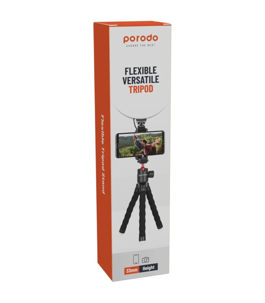 Porodo flexible mini tripod for camera and smartphone