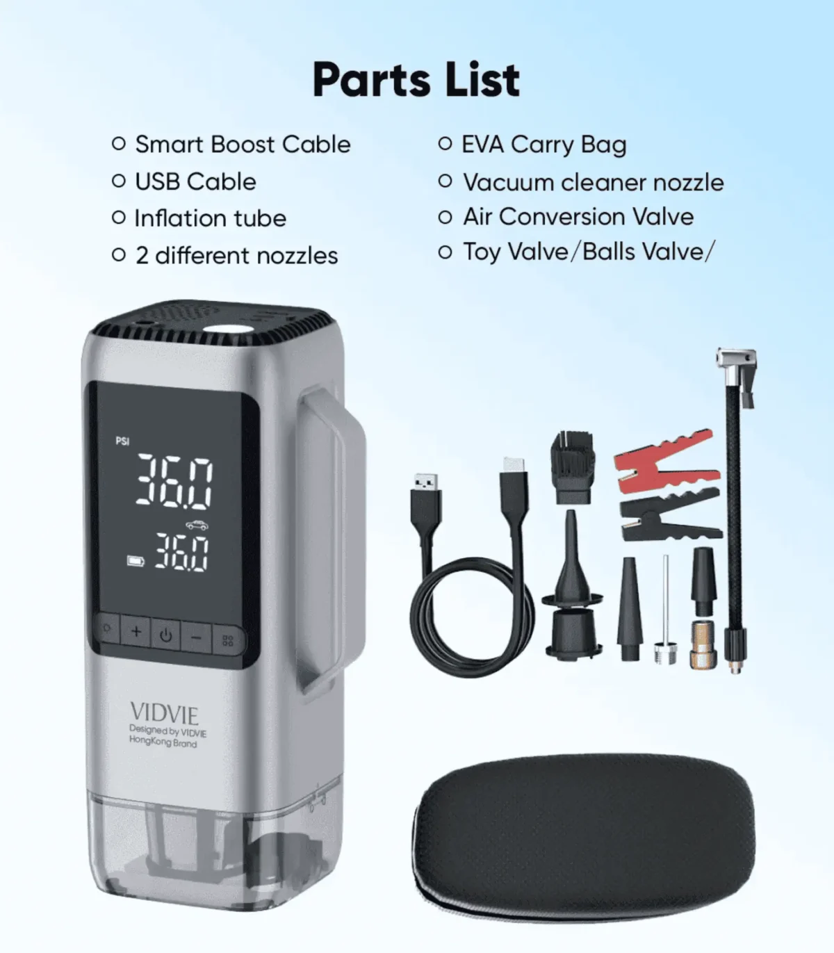 VidVie CSP001 Parts List with Box